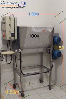 Horizontal paddle mixer with 150 liter stainless steel dosing filling machine