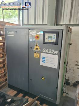 Atlas Copco 30 hp GA 22 FF screw air compressor with integrated air dryer.