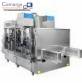 Packaging line with labeling and case packing machine for cleaning products