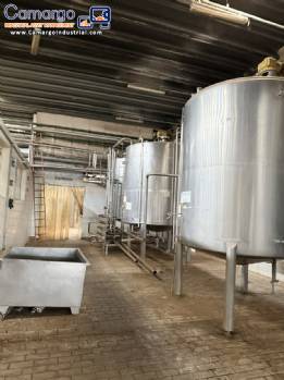 Stainless steel mixing tank for dairy products.