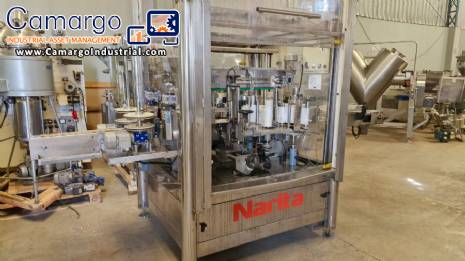 Automatic stainless steel labeling machine with two heads for Narita self-adhesive labels